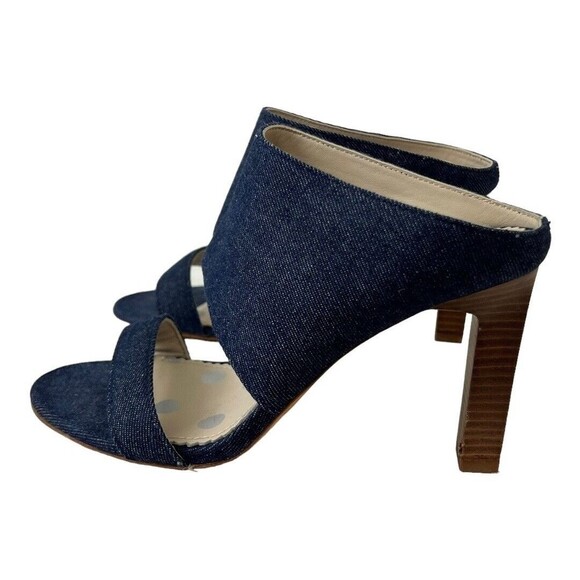 Boden 38 US 7 Jasmine Denim Mule Open Toe Heels - Picture 3 of 6